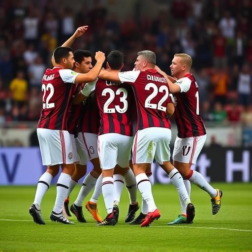 Giocatori del Milan che festeggiano un gol durante la partita contro la Roma