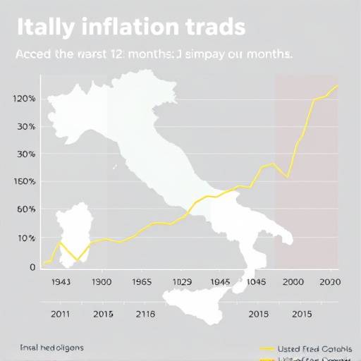 Grafico che mostra l'andamento dell'inflazione in Italia negli ultimi 12 mesi