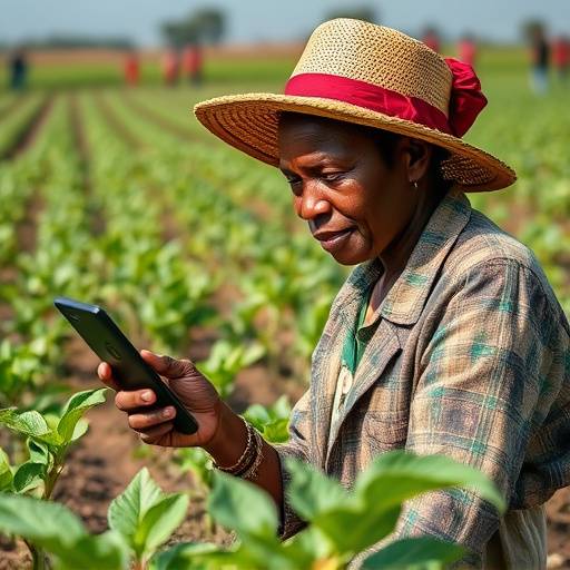 Un agricoltore africano che utilizza tecnologie innovative per coltivare i suoi campi