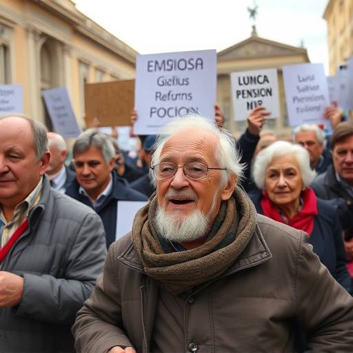 Un gruppo di persone anziane che protestano per la riforma delle pensioni a Roma
