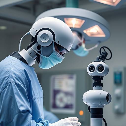 Un robot che assiste un chirurgo durante un'operazione.